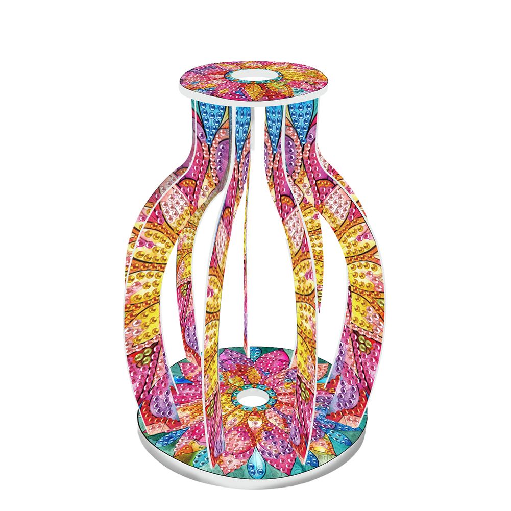 Acrylic Wood Mandala 5D DIY Diamond Painting Flower Vase for Home Office Decor