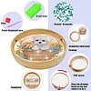 DIY Round Wooden Dog Diamond Decorative Serving Tray with Handle for Home Decor