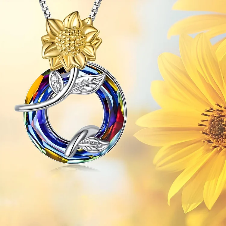 For Daughter - S925 You are My Sunshine Crystal Sunflower Necklace