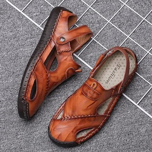 Mqq Orthopedic Shoes Men's  Orthpetic Durable Genuine Leather Sandals