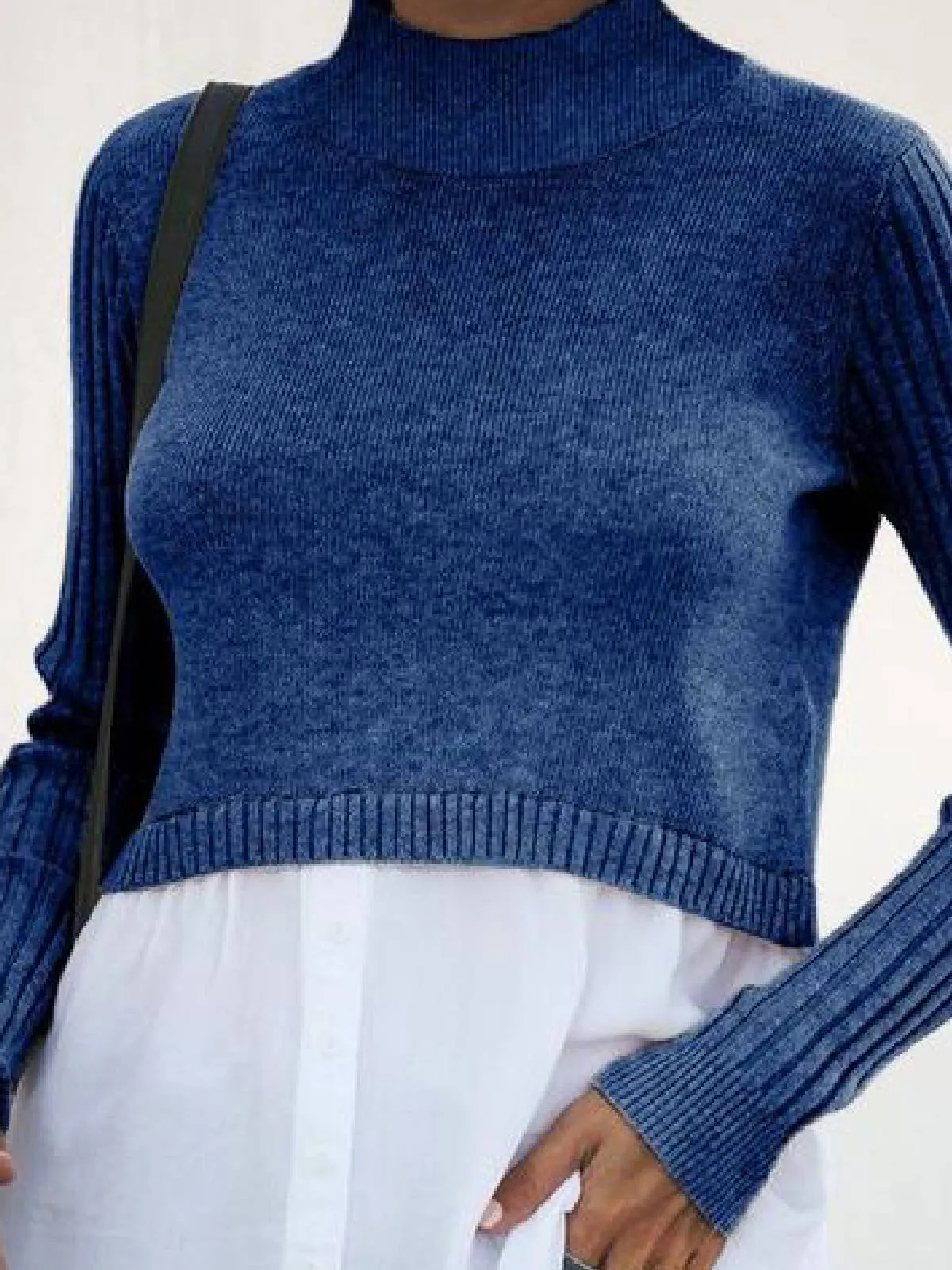 Solid Casual Knitted Round Neck Sweater