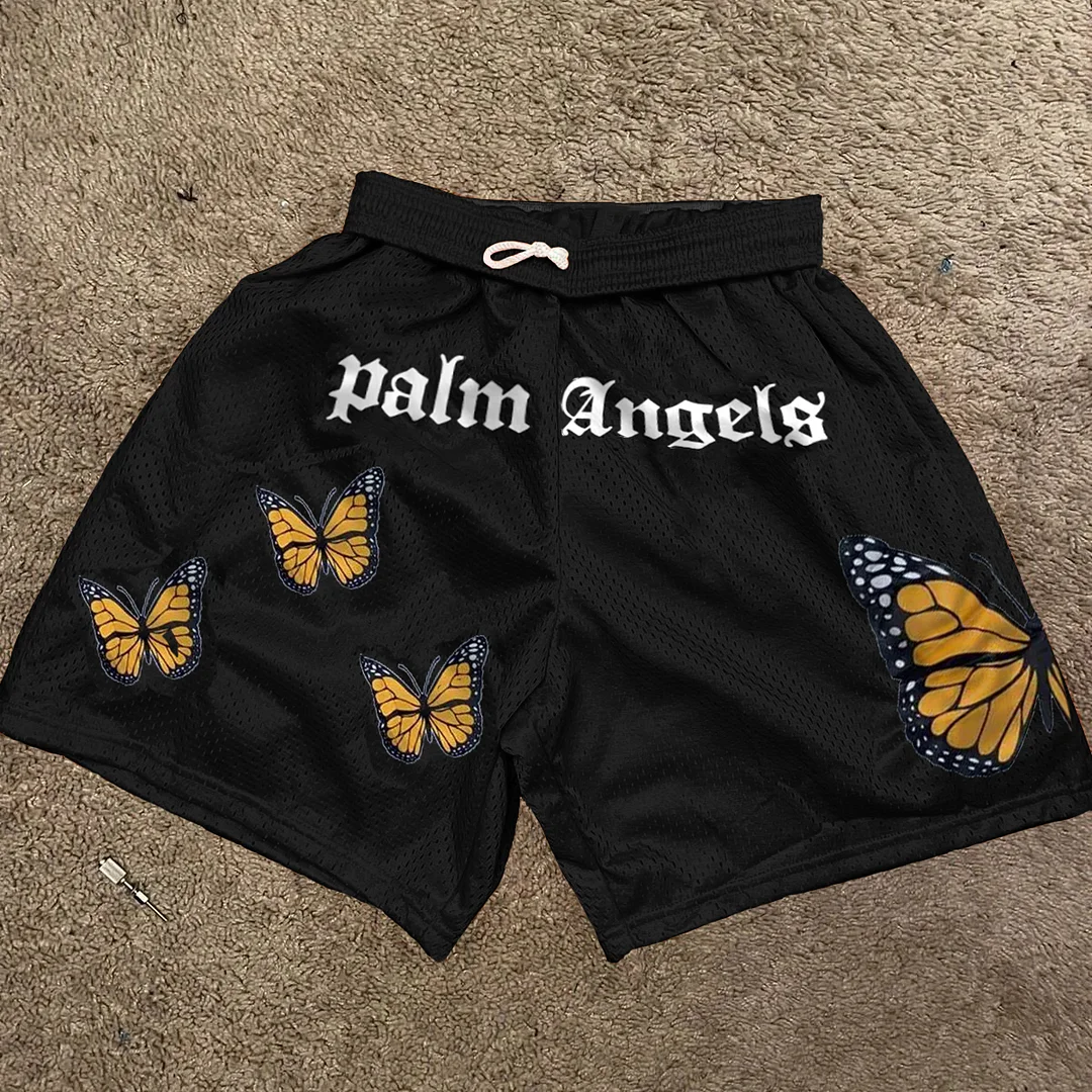 Letter print butterfly fashion sports shorts