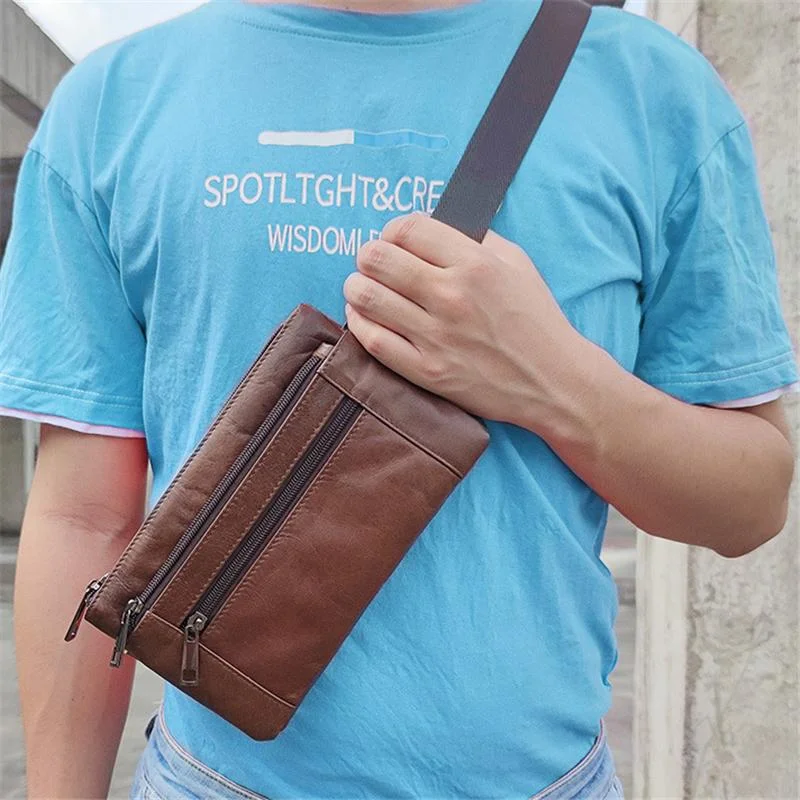 Soft Leather Casual Outdoor Fanny Bags With Large Capacity