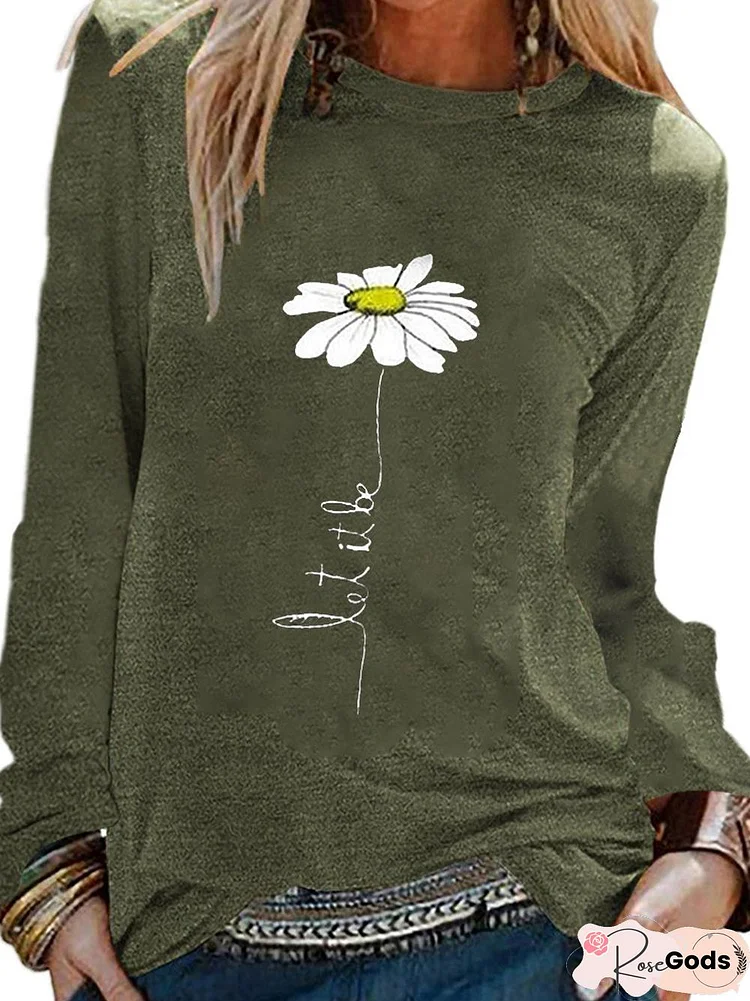 Long Sleeve Floral-Print T-Shirt