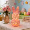 Easter Bunny Night Light 3D Printed LED Cute Rabbit Lamp Lighted Hollow Out Bunny Figurine Easter Gifts Kawaii Room Decor (5PCS)