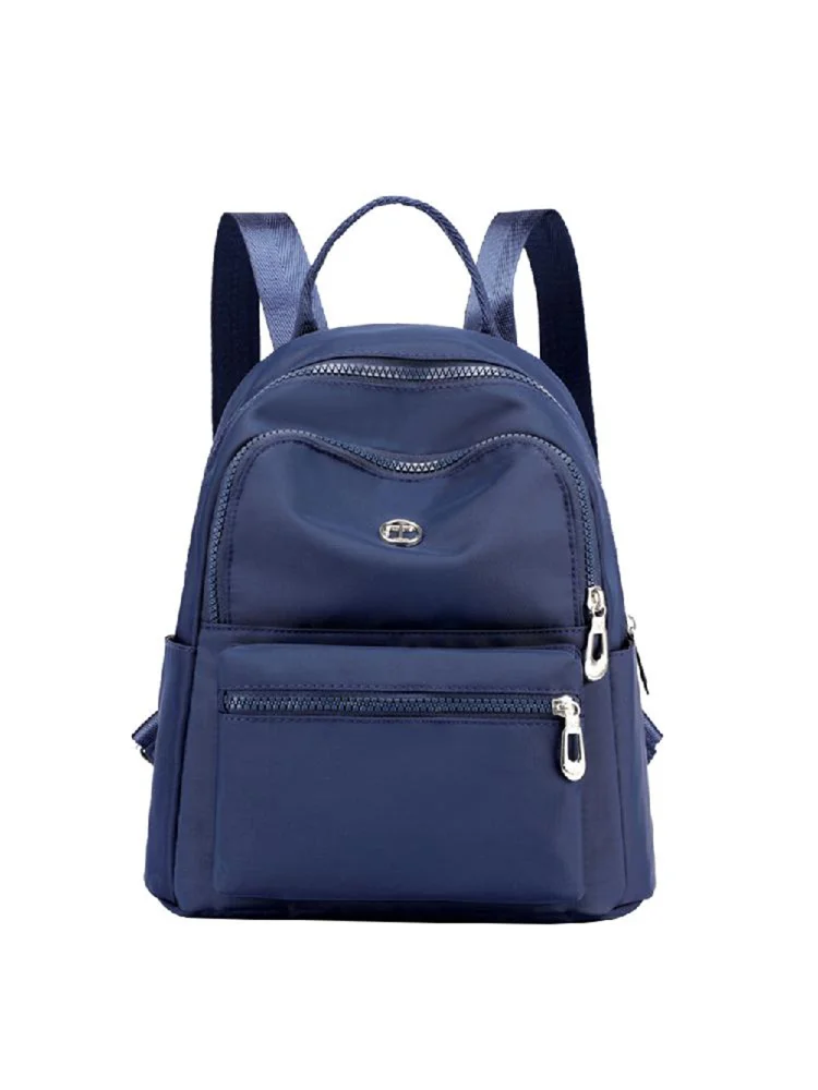 Waterproof Nylon School Shoulder Bag Women Casual Backpack (Dark Blue)