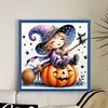 Halloween Witch And Pumpkin-11CT Stamped Cross Stitch 40*40cm/15.75*15.75in tapestrymarket