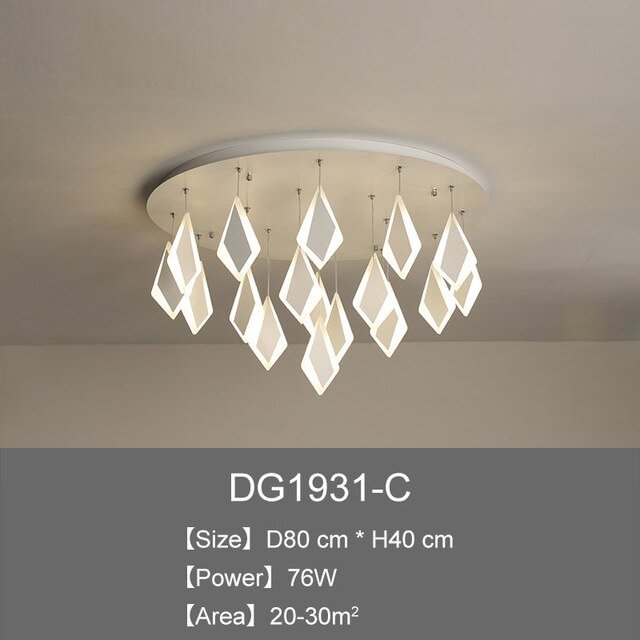 Post Modern LED Pendant Lights Rhombus Acrylic Decor Pendant Lamp For Dining Room Bedroom Kitchen Nordic Living Room Light