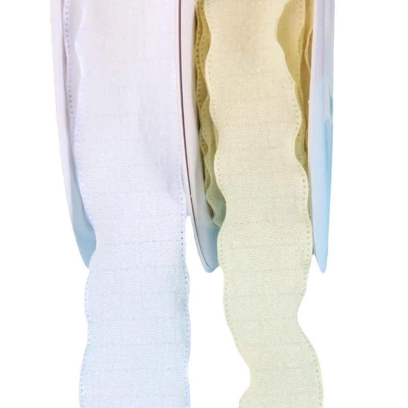 Ruffled Pleated Fishtail Yarn 2.5 Wide Ribbon Flower Packaging Ribbon Macaron Floral Snow Yarn Linen Diy