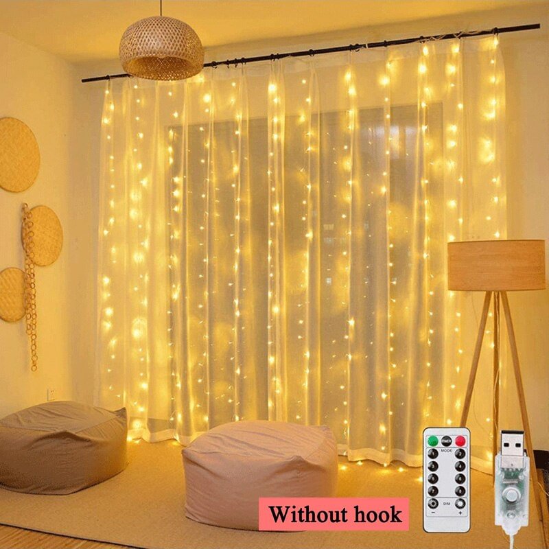 3m 100/200/300 LED Curtain String Light Flash Fairy Garland Christmas Decorations for Home Bedroom Ornament 2022 Happy New Year