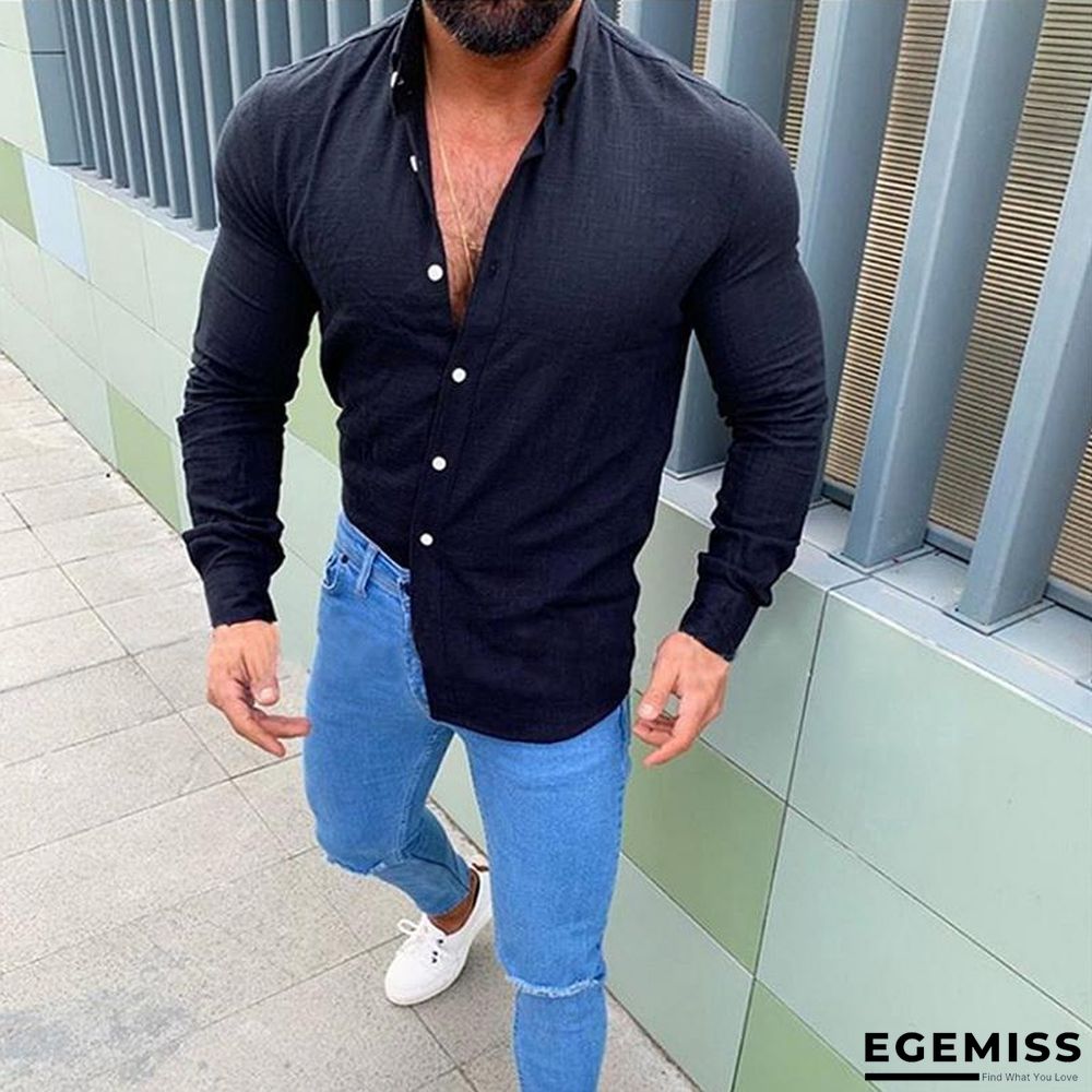 Men Fashion Long Sleeve Solid Button Shirts | EGEMISS