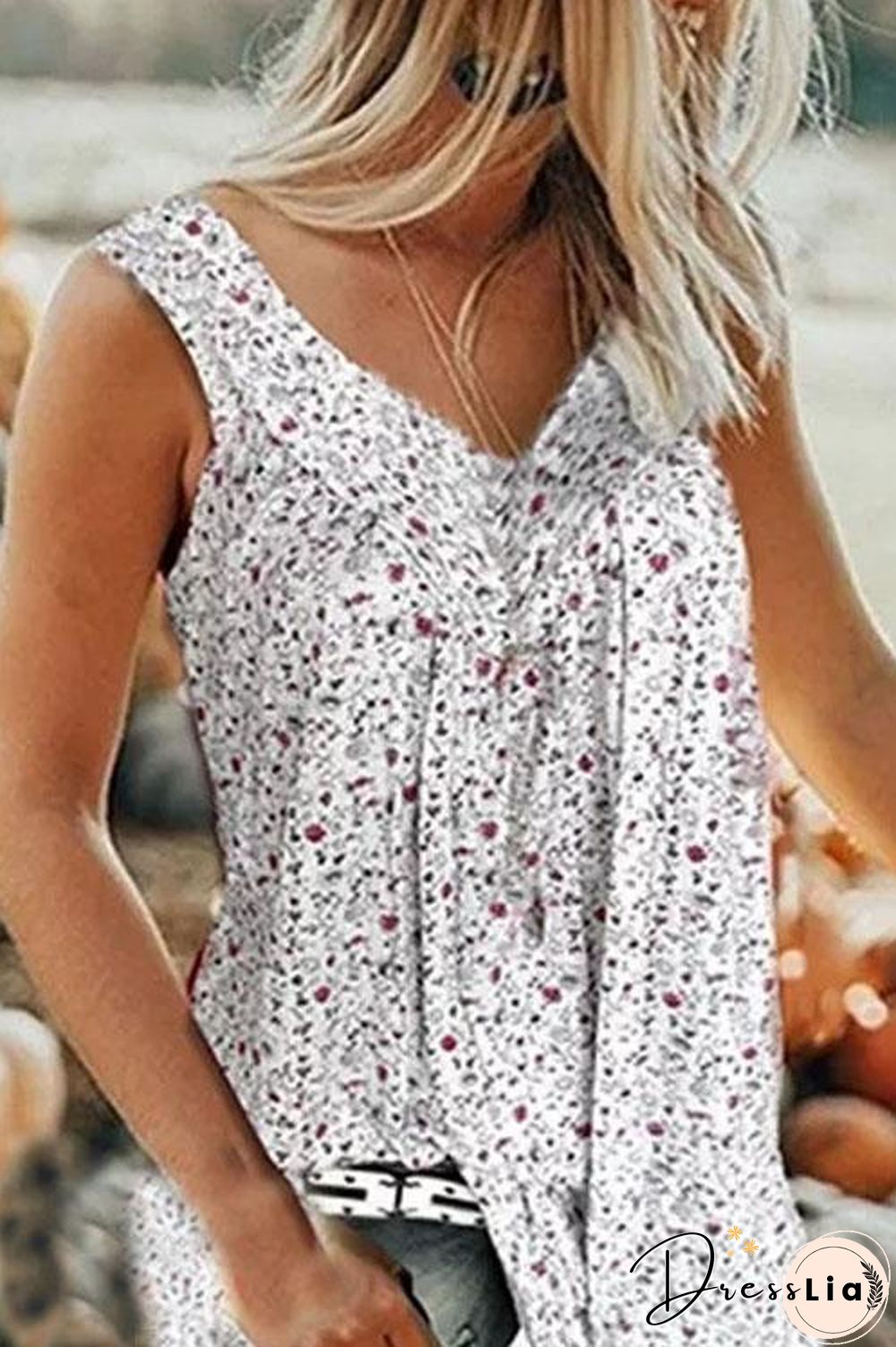 Floral V Neck Tank Top