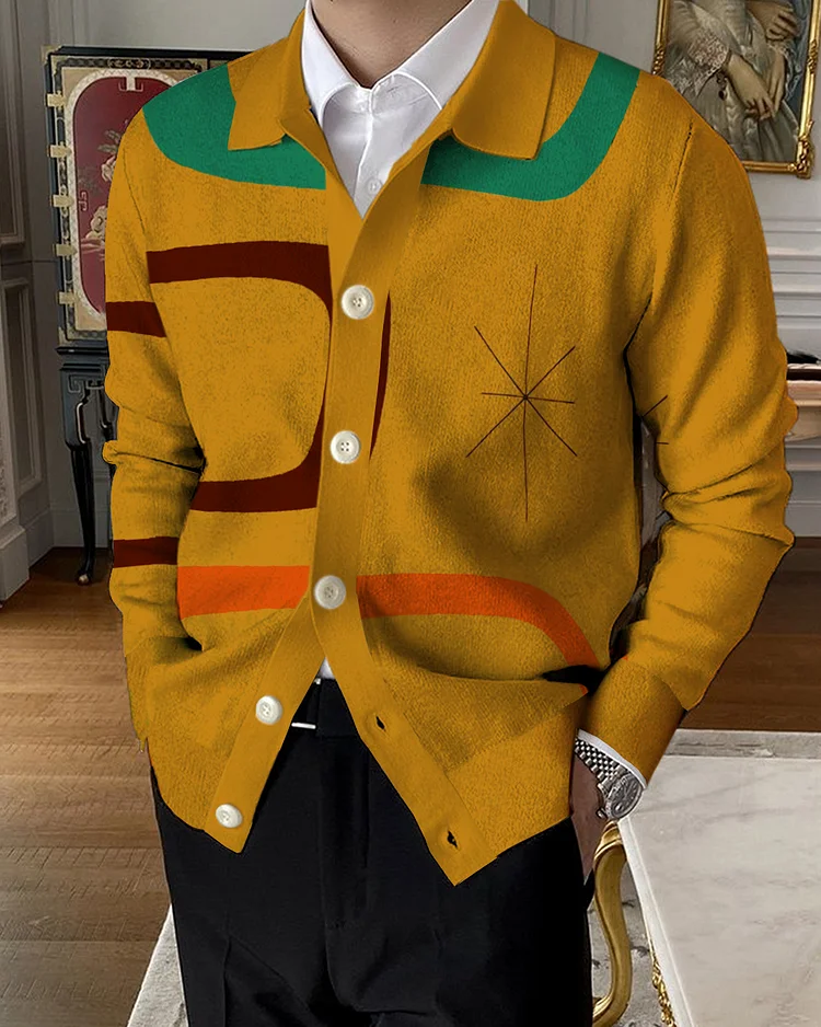 Men's Lapel Knitted Sweater Cardigan 4edd
