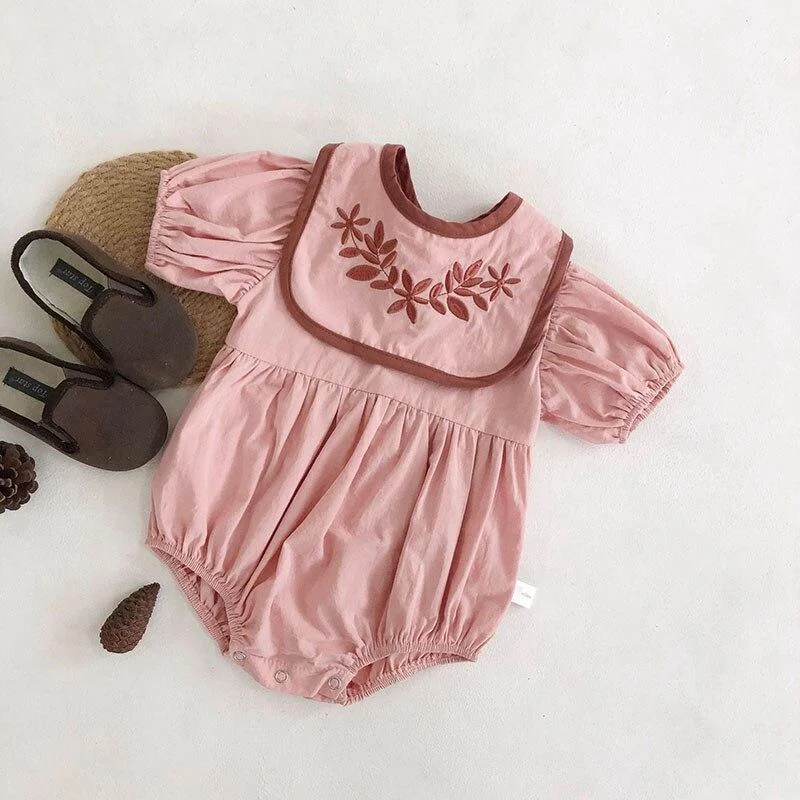 Baby Girls Flower Rompers 2020 Newborn Shorts Sleeve Clothing + Hair Band Toddlers Kids Jumpsuits Korean Style Infants Clothes