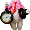 Easter Bunny Figurine with Top Hat and Pocket Watch Cute Small Bunny Table Clock for Spring Home Table Decor Party Supplies Gifts
