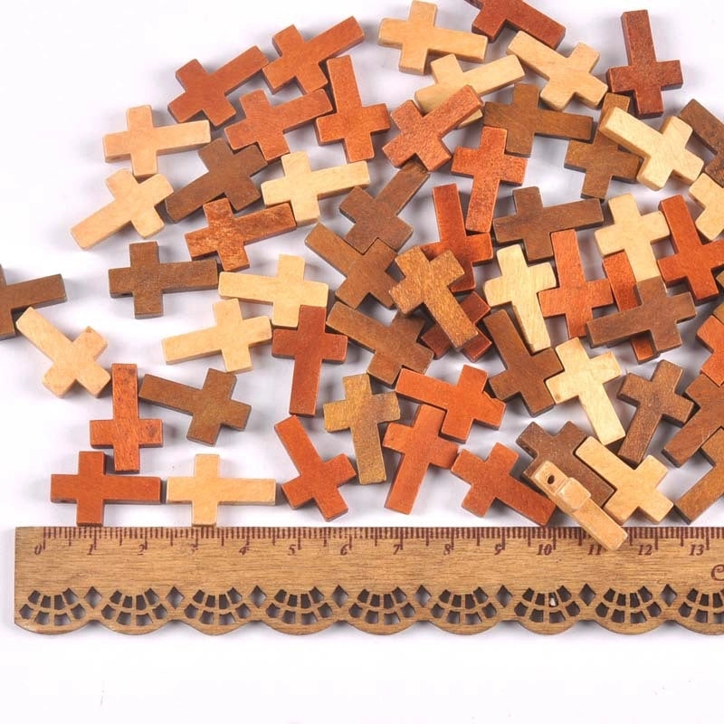 5 Pieces Wooden Perforated Cross Beaded Bracelet Necklace Accessories 50/Pack For Designed
