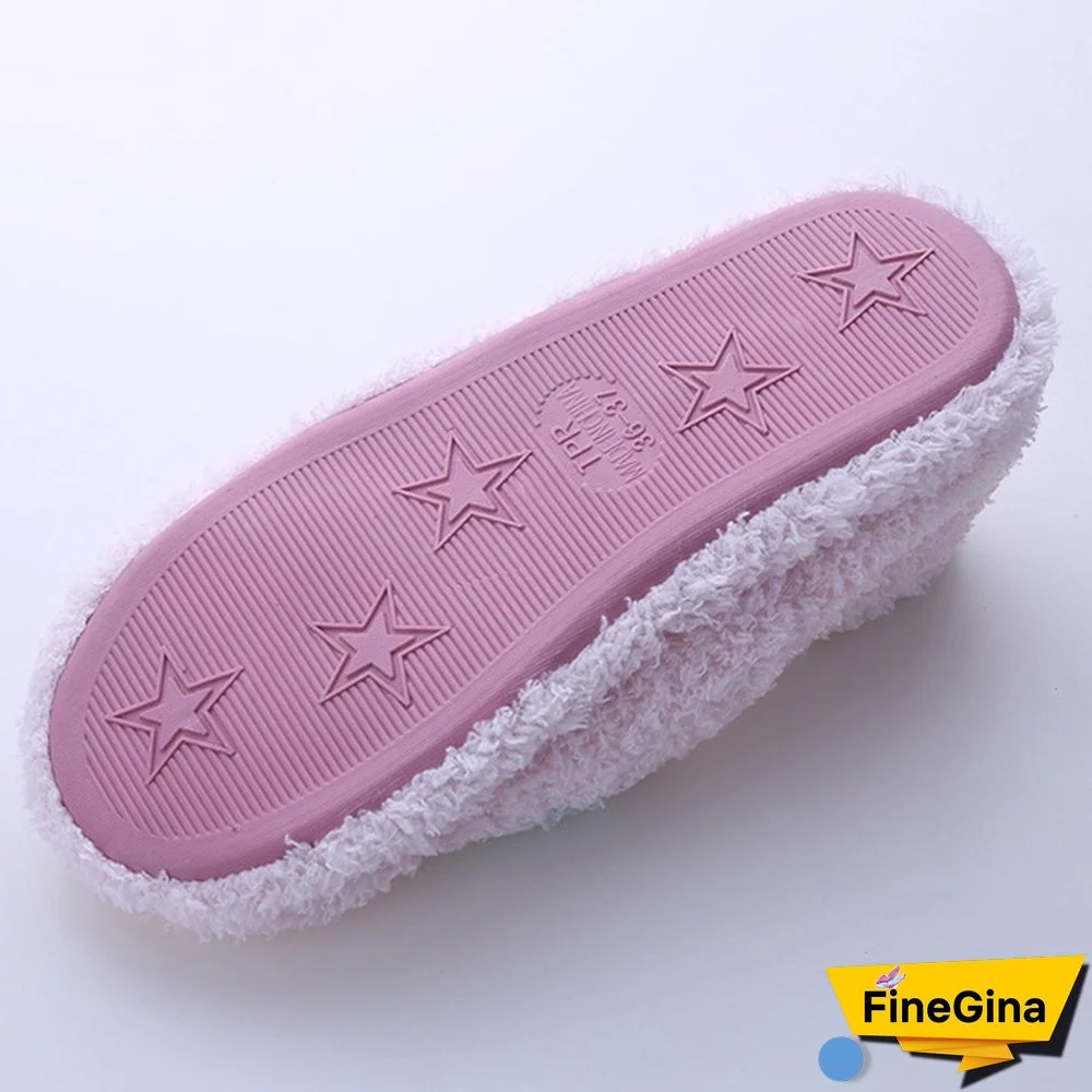 Lovely Big Heart-Shaped Women Slippers Warm Soft Sole Plush Home Floor Covered Heel Shoes