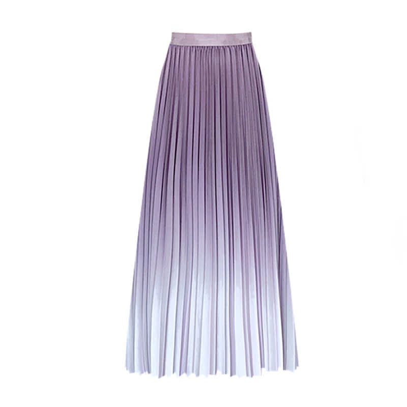 Gradient Color High Waist Pleated Skirt