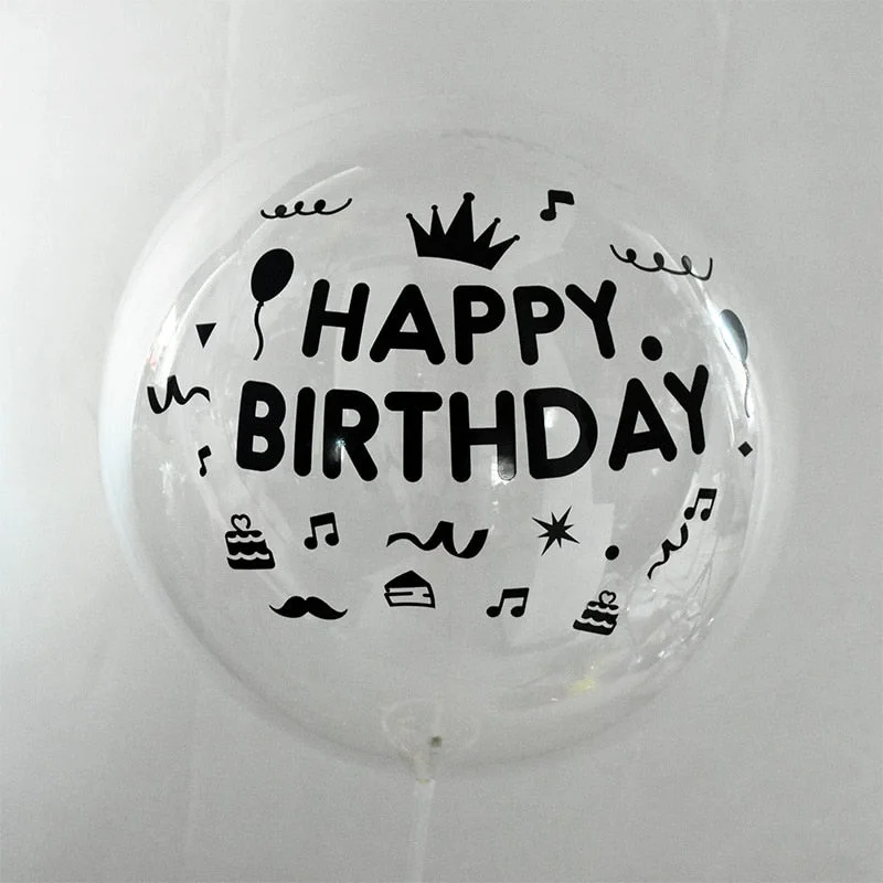 1Pc 20inch Transparent Balloon with Sticker Happy Birthday Balloons Helium Balloon Wedding Birthday Party Decoration Supplies