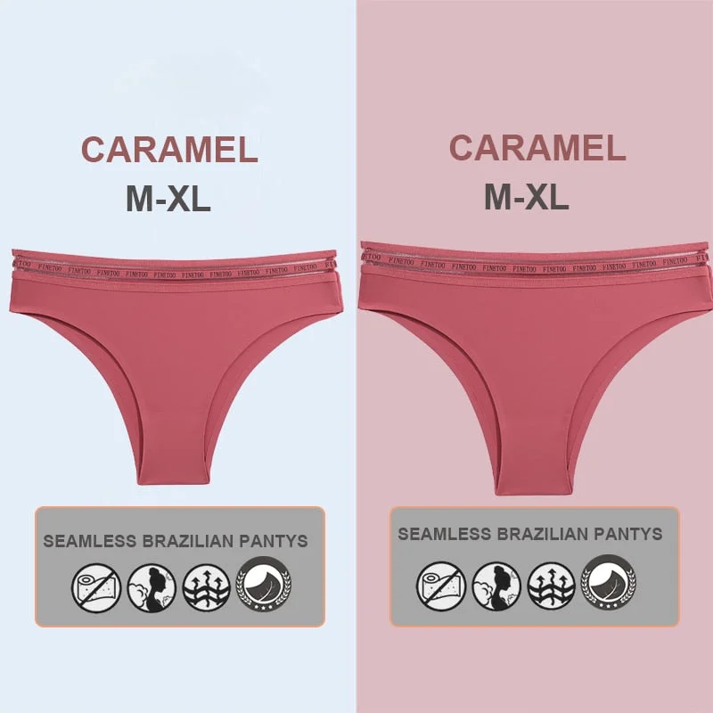 FINETOO 2PCS/Set Women Seamless Lingerie Letter Underpants Ladies 6 Solid Colors M-XL Woman Sexy Panties Briefs Underwear Thong