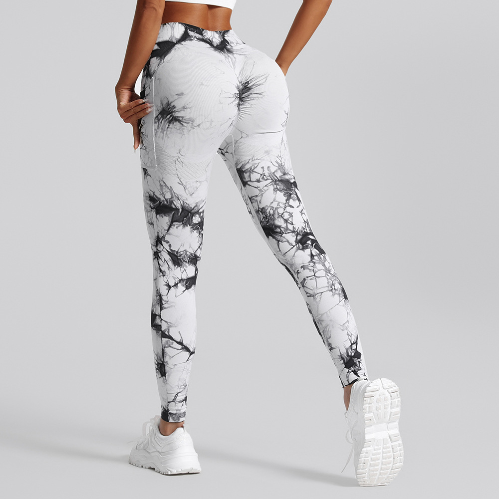 Mayfirstaudio New Seamless Tie Dye Yoga Pants Sports Leggings Women High Waist Push Up Tights Fitness Workout Side Pocket Pants Gym Clothing