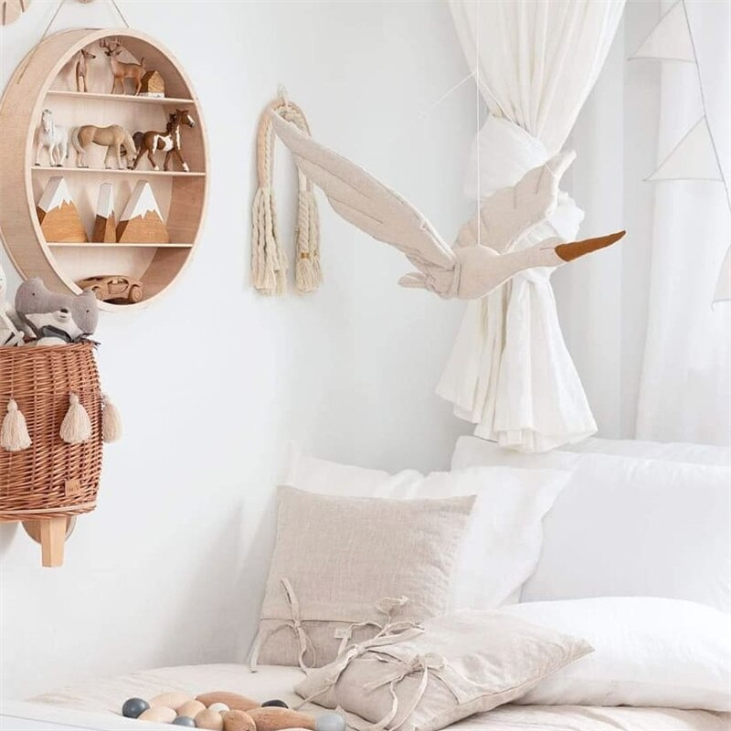 Swan Wall Decor Girls Bedroom Hanging Stuffed Animal Plush Toy
