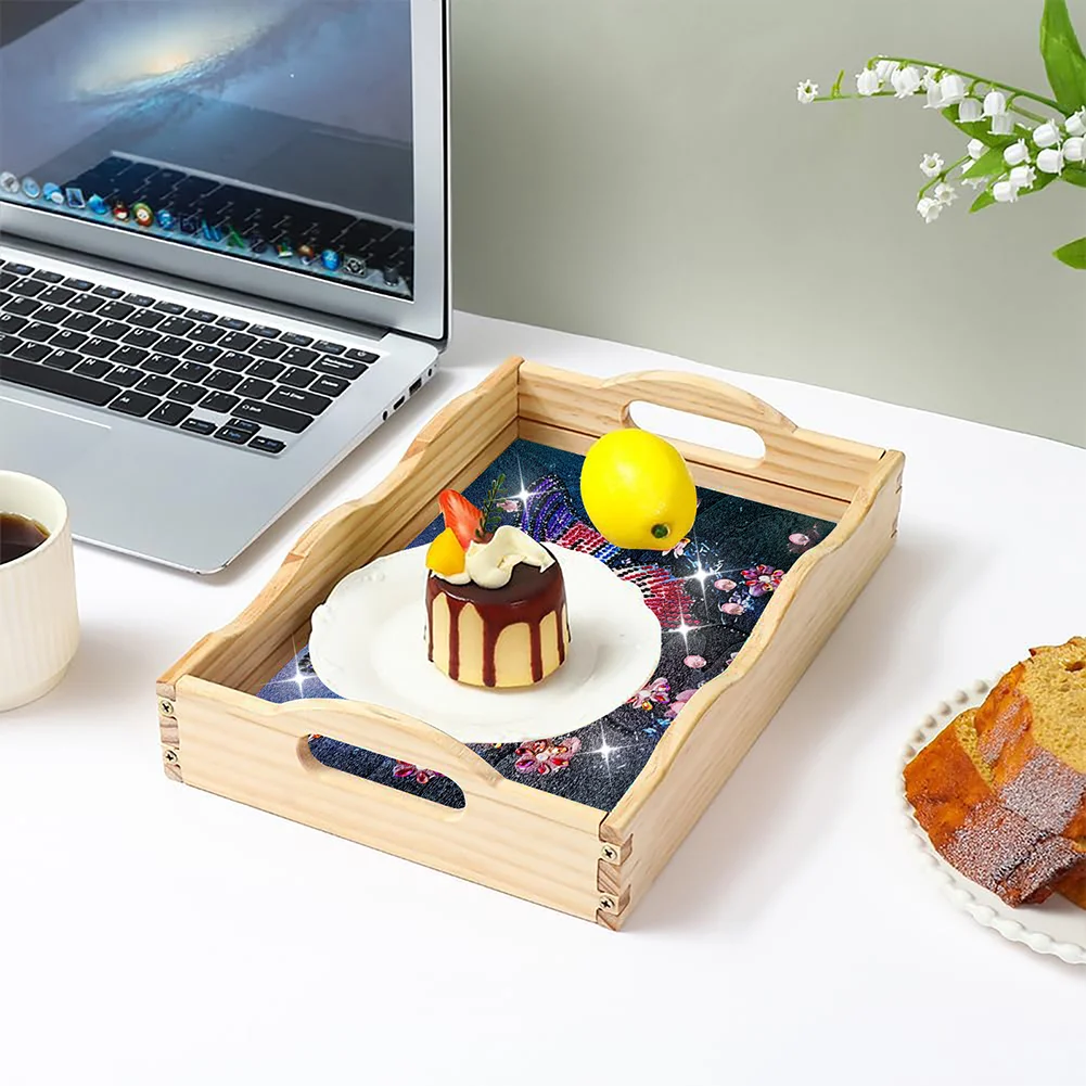 DIY Butterfly Wooden 5D Diamond Painting Tray Art Craft with Handles for Home Decor