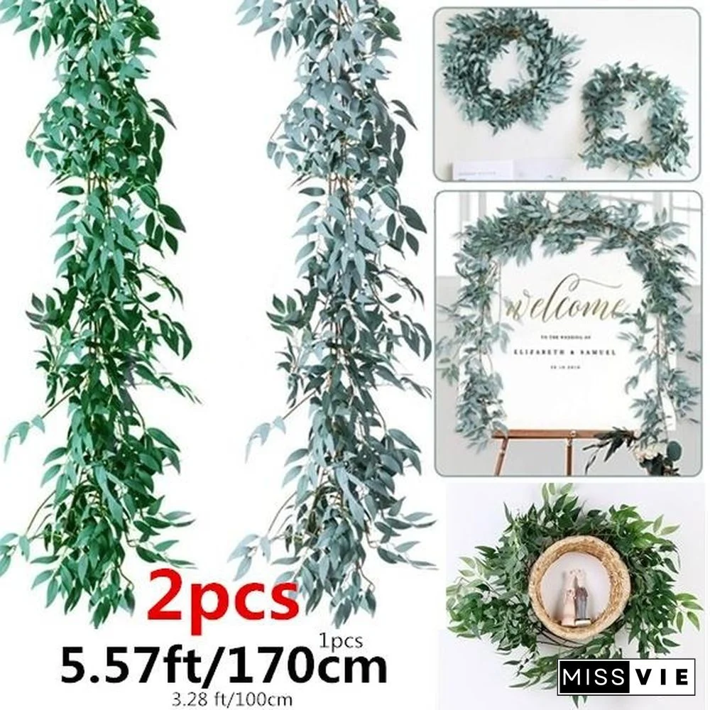 170/100 cm Artificial Willow Leaves Garland Faux Wreath Wedding Backdrop Home Wall Decor 10/8/5/4/2/1 pcs