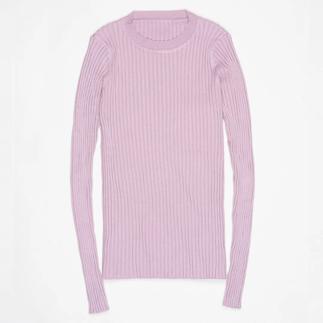Women Sweater Pullover Basic Ribbed Sweaters Cotton Tops Knitted Solid Crew Neck With Thumb Hole