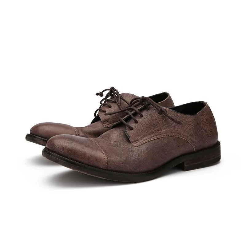Retro Style Derby Shoes Handmade Vintage Leather Shoes