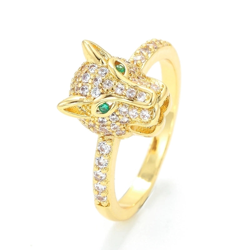 Fashion Copper Gold-plated Zircon Animal Leopard Ring