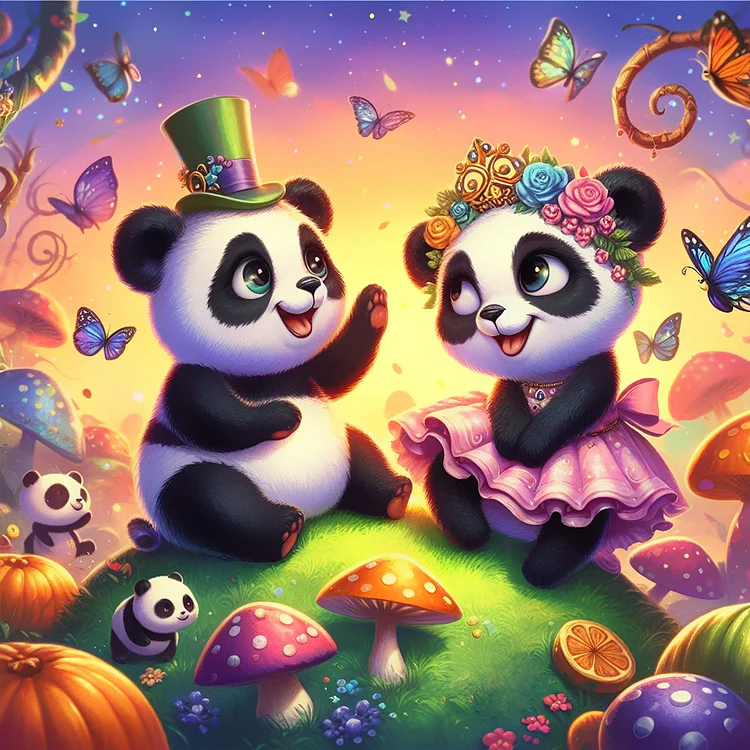Two Pandas 30*30CM (Canvas) Full Round Drill Diamond Painting gbfke