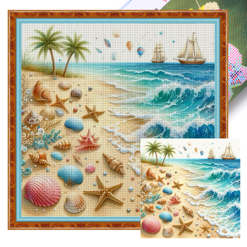 Beach Shells Full 11CT Pre-stamped Canvas(40*40cm) Cross Stitch