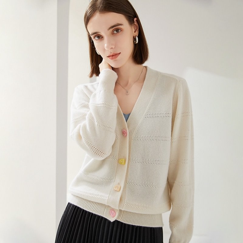 Pure Cashmere Sweater With Cute Button