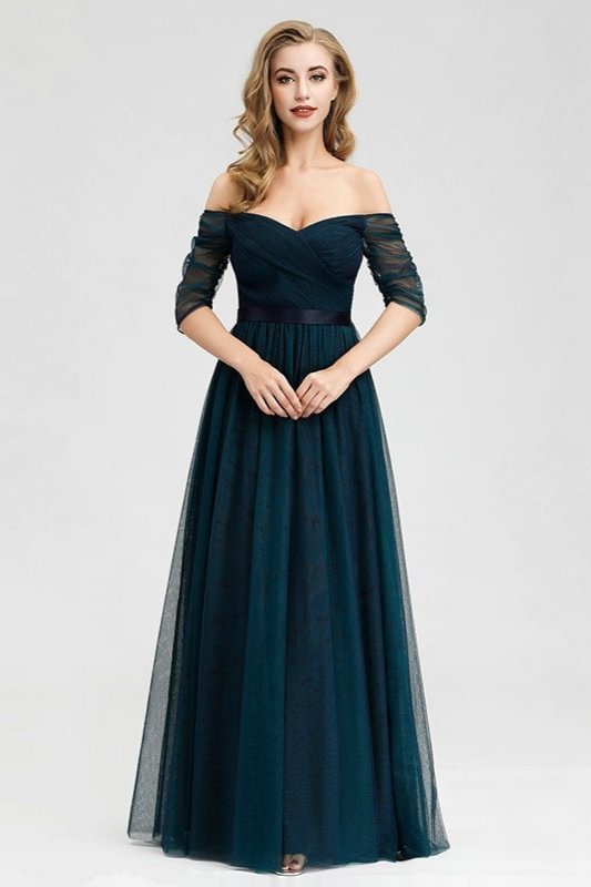 Bellasprom Tulle Long Evening Prom Dress Online Off-the-Shoulder
