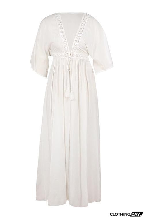 Crochet Lace Insert Long Cardigan