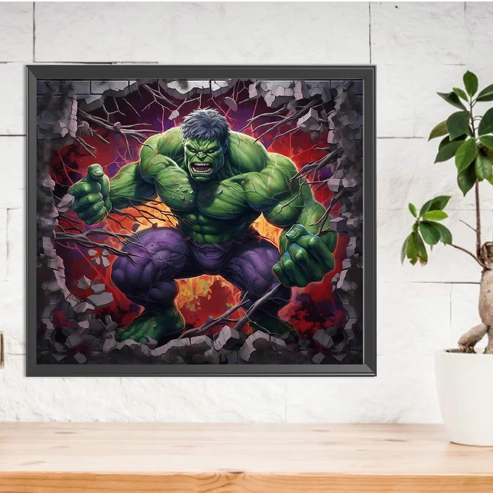 Diamond Painting - Full Round Drill - Hulk Breaking Wall(Canvas|40*35cm)