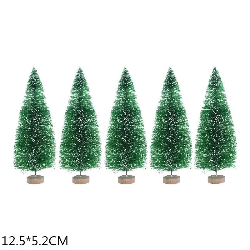 5Pcs 5-16cm Sisal Fiber Mini Christmas Tree Snow Frost Pine Tree DIY Craft Christmas Party Table Decoration Christmas Ornaments