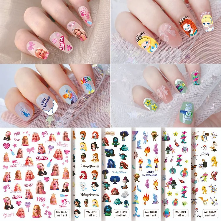 Cartoon Barbie Nail Art Sticker