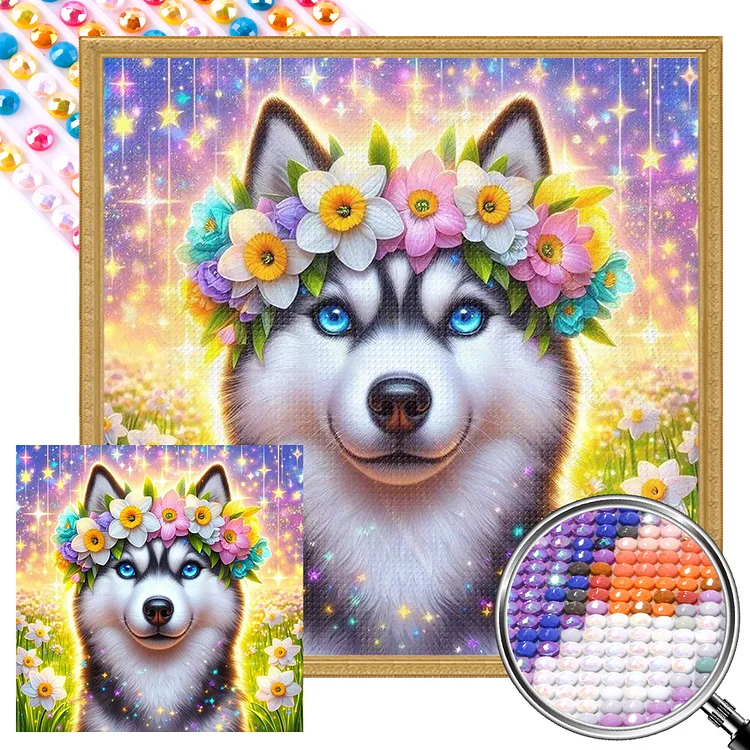 Flower Puppy 40*40CM (Canvas) Full Round Drill Diamond Painting gbfke