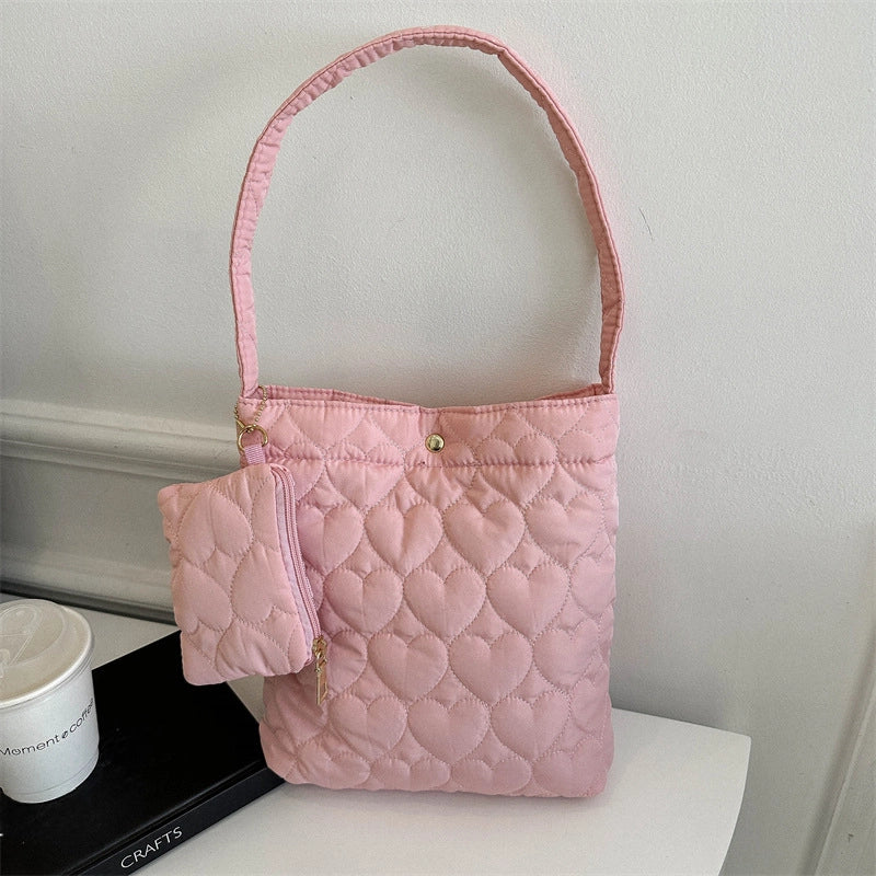 Large Capacity Tote Bag For Women Winter New Simple Casual Student Shoulder Bag Fashion Retro Handbag