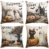 4 Set Happy Halloween Farmhouse Pillows Halloween Party Pillow Decorative Covers