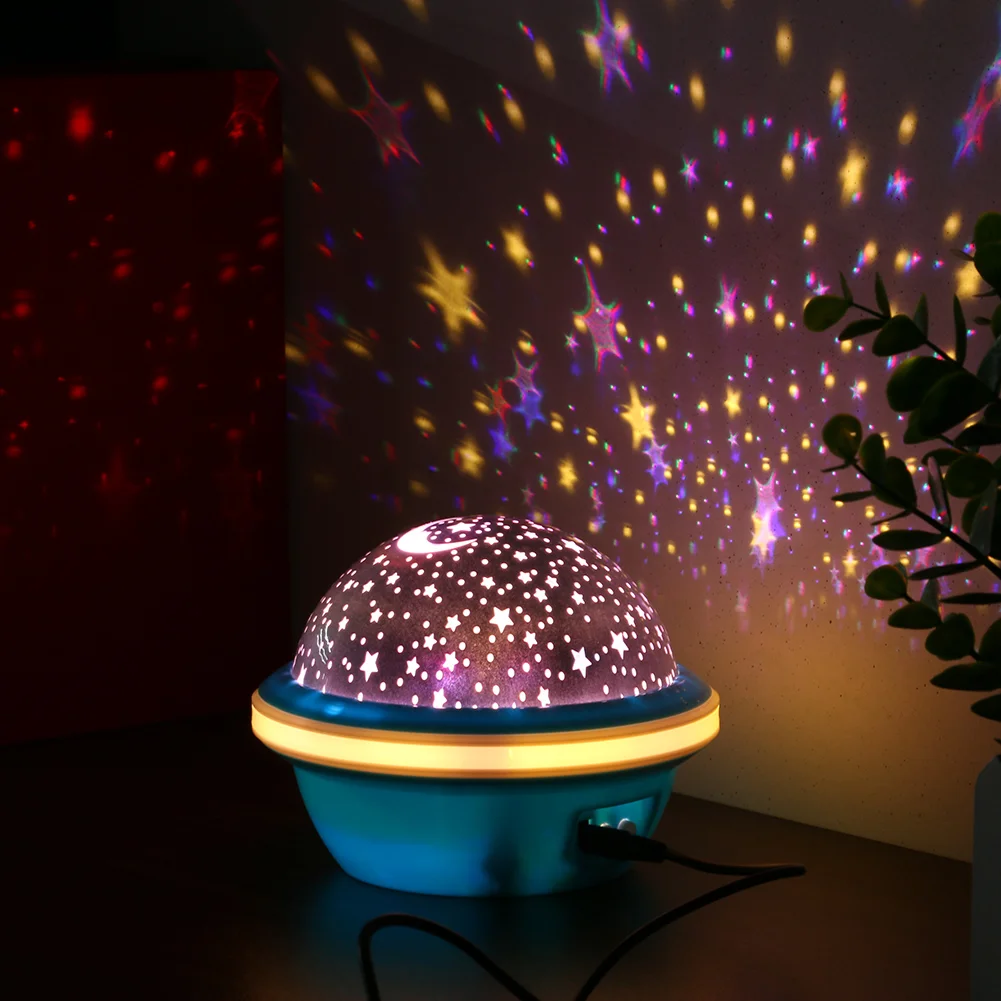 UFO Shaped Starry Sky LED Projector Light USB Kid Night Decor Lamp (Blue)