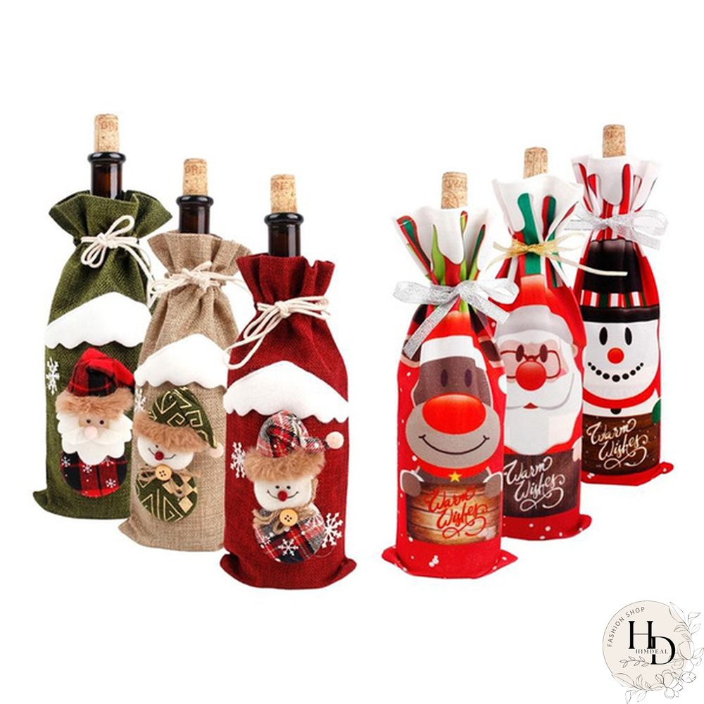 Christmas Wine Bottle Cover Santa Claus Snowman Tableware For Christmas New Year Decorations