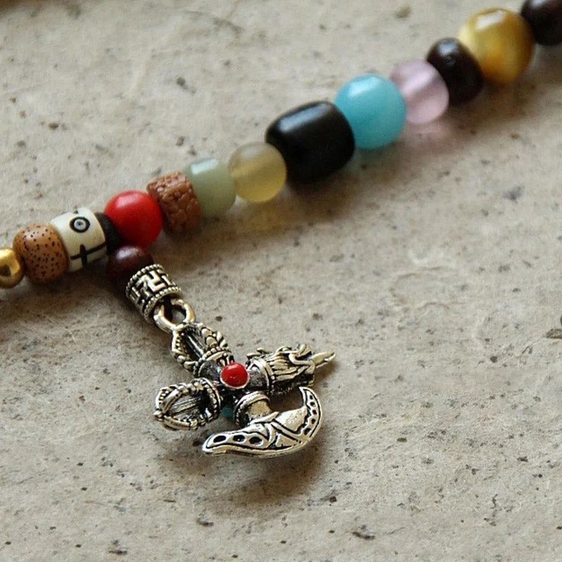 Tibet 108 Mala Beads Nine Palaces Bagua Bodhi Seed Yak Bone Vajra Harmony Bracelet