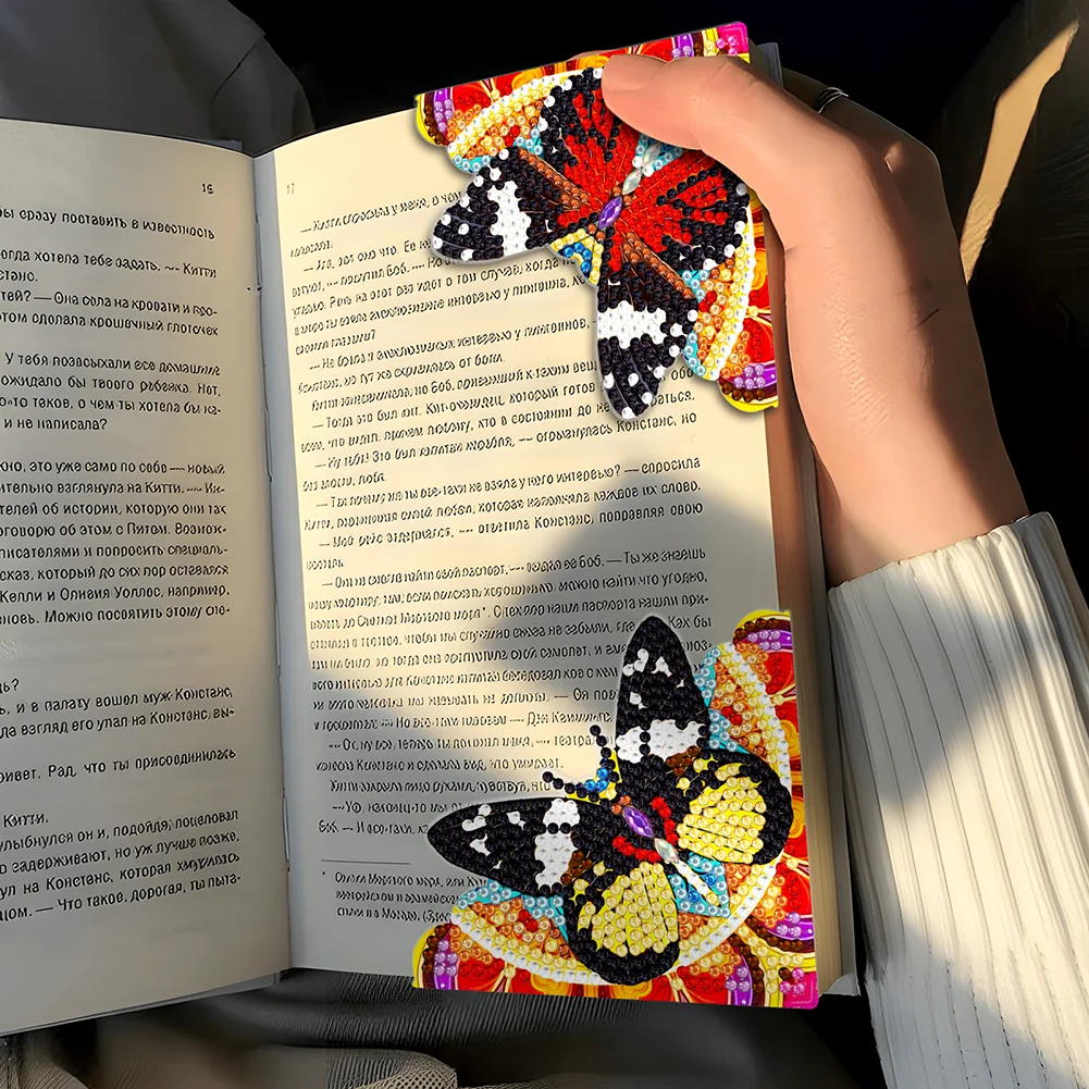 4pcs DIY Butterfly Special Shape+Round Diamond Painting Bookmark Kits Kits
