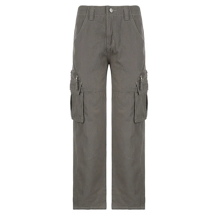 Julia Fox Low Rise Jeans Light Gray Casual with Big Pockets Overalls Women's Fashion Clothing Fashion Low Waist Loose Waist Straight Jeans