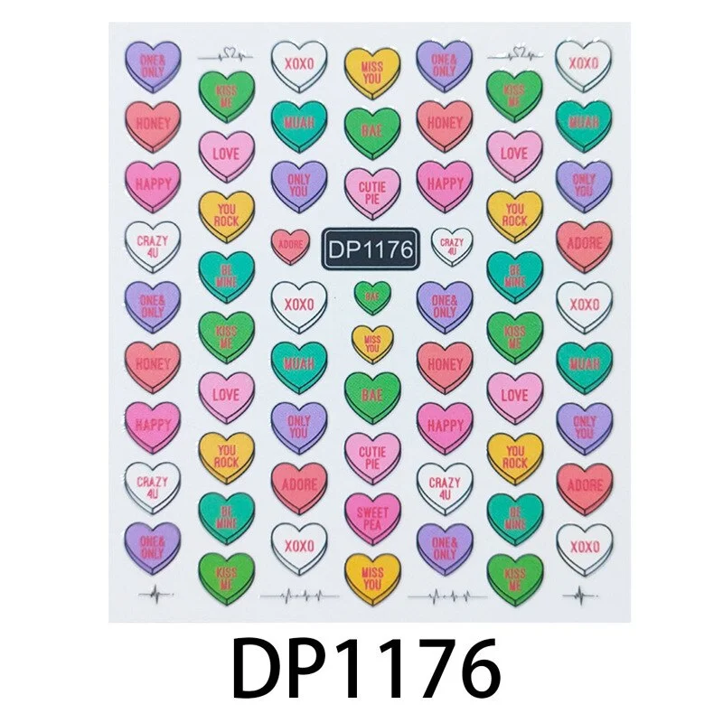 Nail Stickers Back Glue Black Color Leopard Gradient Cartoon Love Heart Designs Nail Decal Decoration Tips For Beauty Salons-Nail Inspo