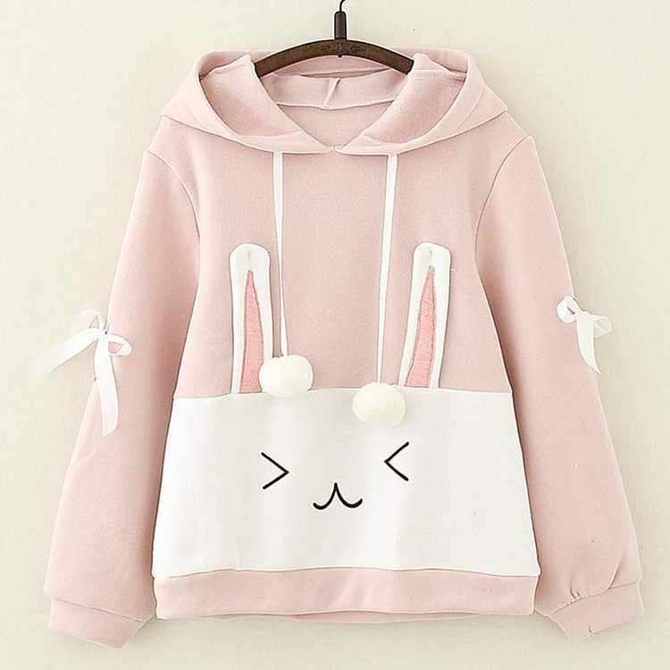 Rabbit Bow-Knot Pink Hoodie