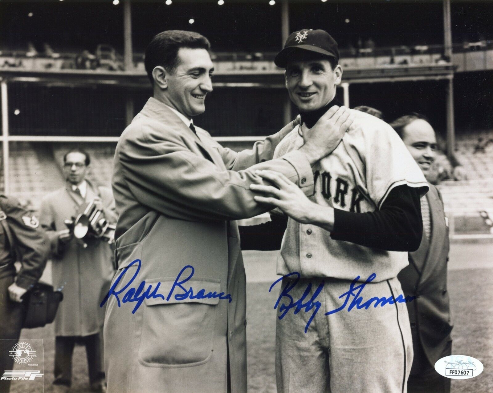 BOBBY THOMPSON & RALPH BRANCA Authentic Hand-Signed 8x10 Photo Poster painting (JSA COA)